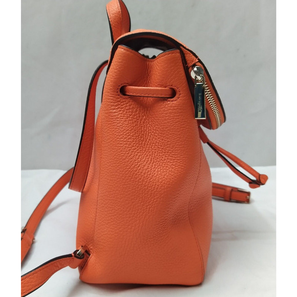 Kate Spade New York Orange Pebbled Leather Zipper Drawstring Top Handle Backpack main image 13